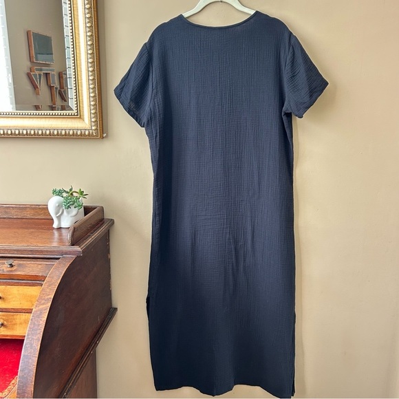 Jenni Kayne Cypress Caftan Dress Black Cotton Gauze Short Sleeve Midi Size XS - Picture 6 of 15